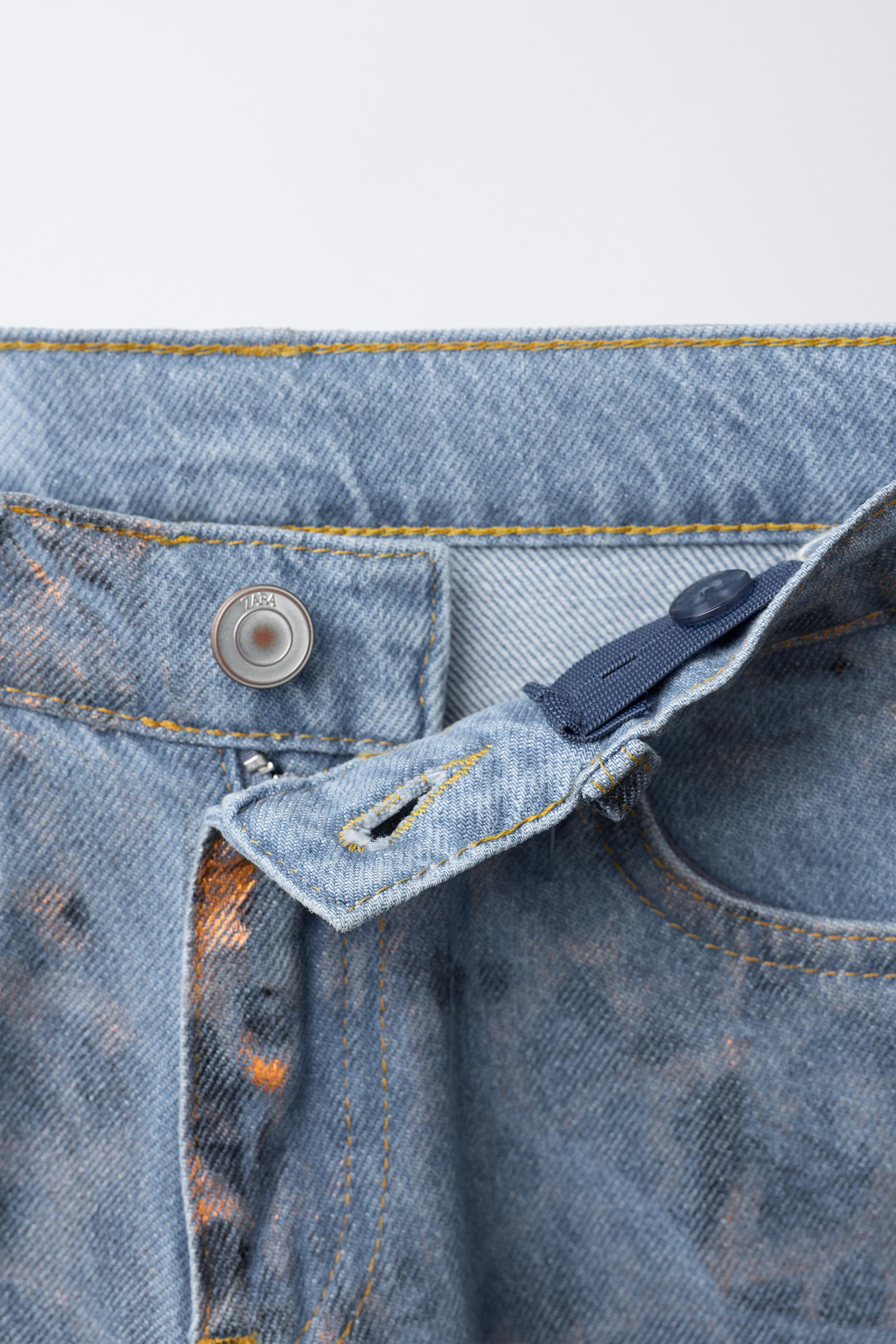 SHINY ANIMAL PRINT WIDE LEG JEANS